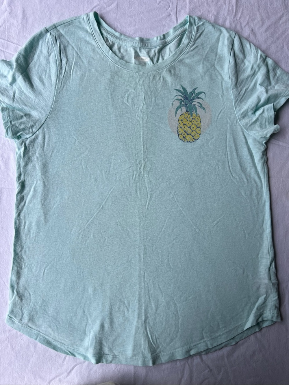 Old Navy Women's soft Light Aqua Pineapple Graphic Tee - Lg